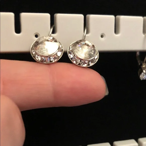 Dazzling Silver tone Crystal Drop Earrings - Picture 4 of 4